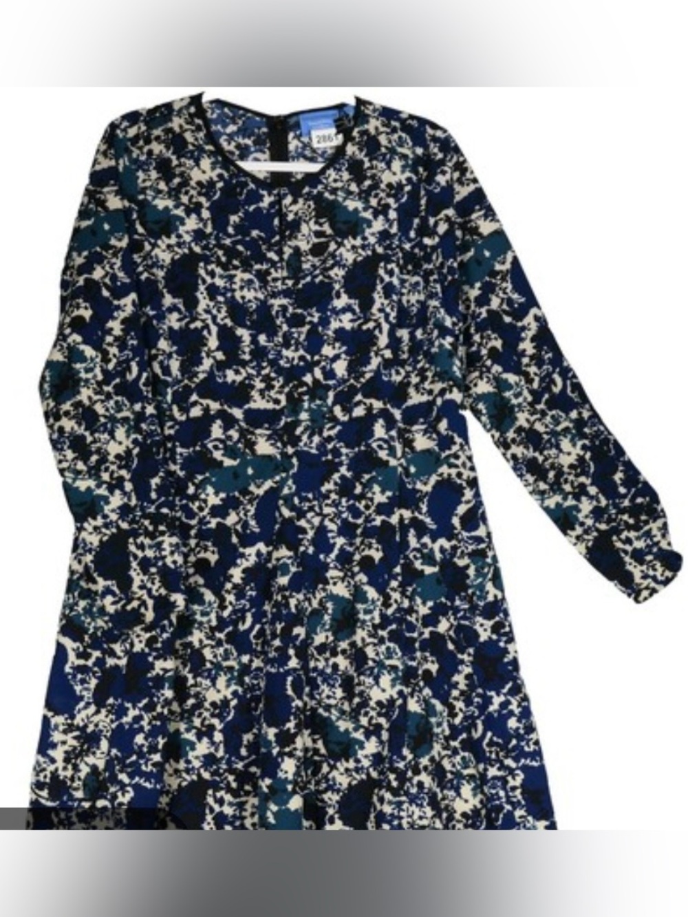 Simply Vera Vera Wang Blue & Black Floral Long-Sleeve Dress Sz XL